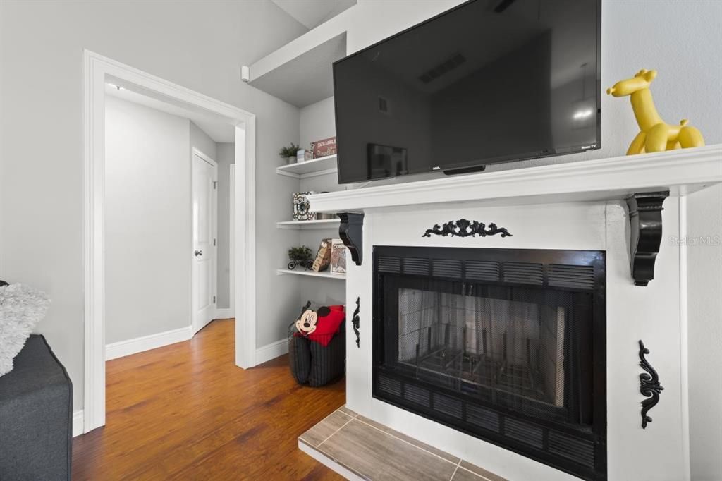 Fireplace, Interior, Wood Texture Flooring