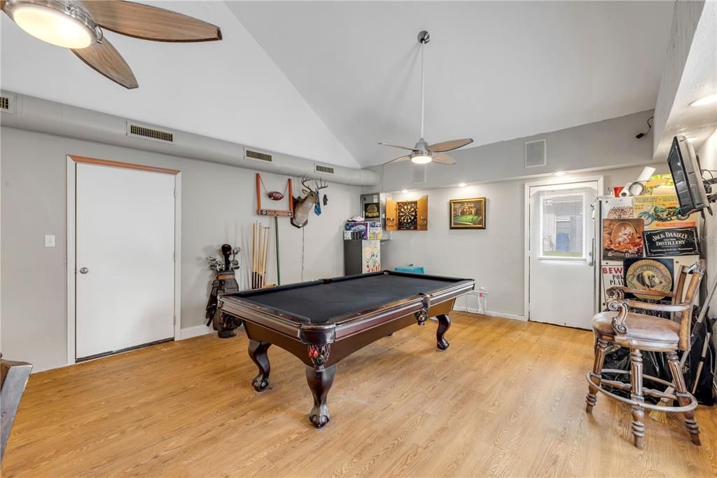 Billiard Table, Game Room, Interior, Wood Texture Flooring
