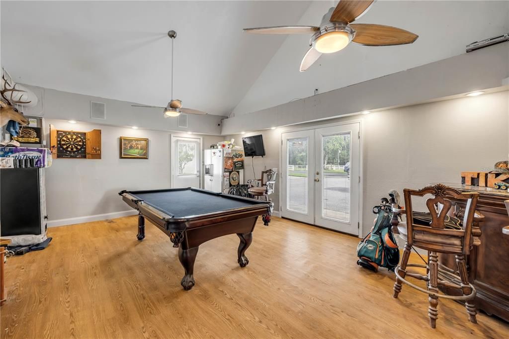 Billiard Table, Game Room, Interior, Wood Texture Flooring