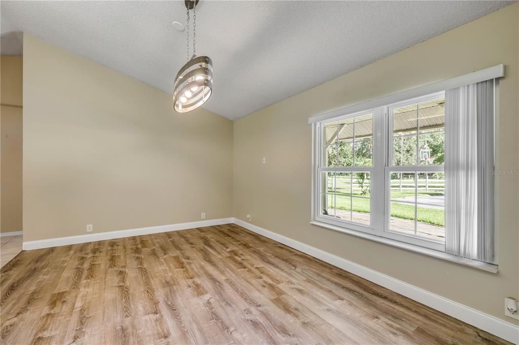 Empty room, Interior, Pendant Lights, Wood Texture Flooring