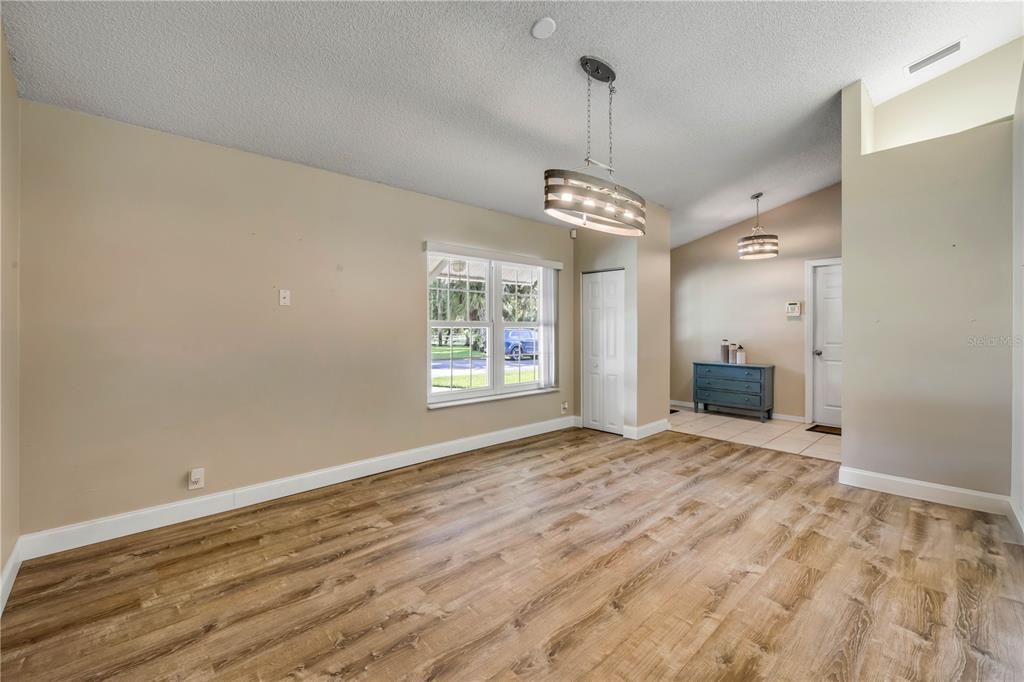 Empty room, Interior, Pendant Lights, Wood Texture Flooring