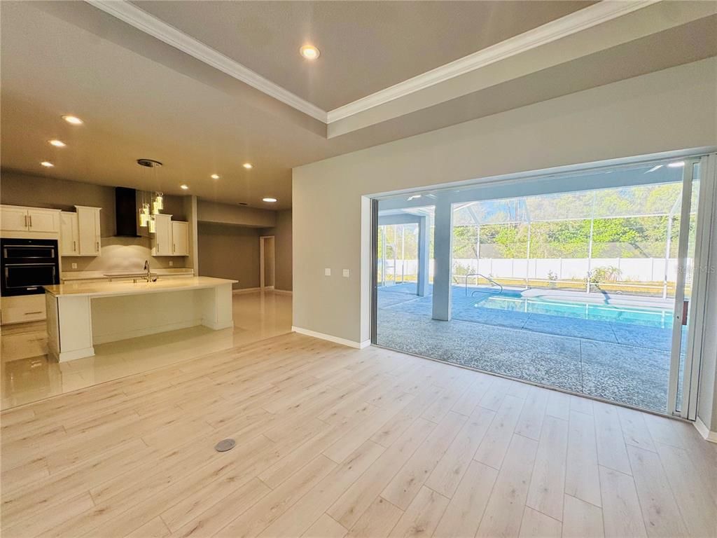 Interior, Kitchen, Pendant Lights, Recessed Lighting, Wood Texture Flooring