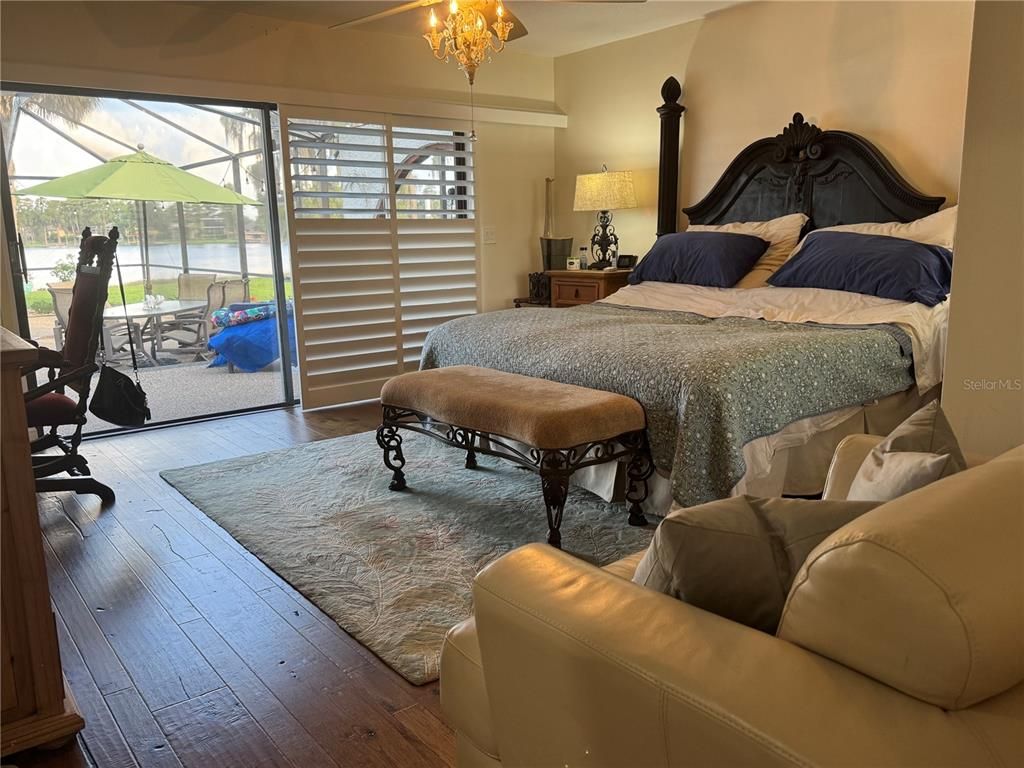 Bedroom, Chandelier, Interior, Wood Texture Flooring
