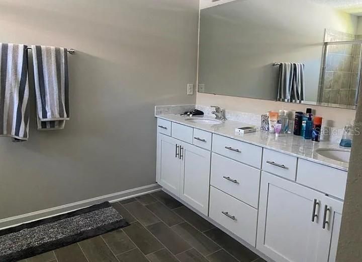 Bathroom, Dual Sink Vanities, Interior, Wood Texture Flooring