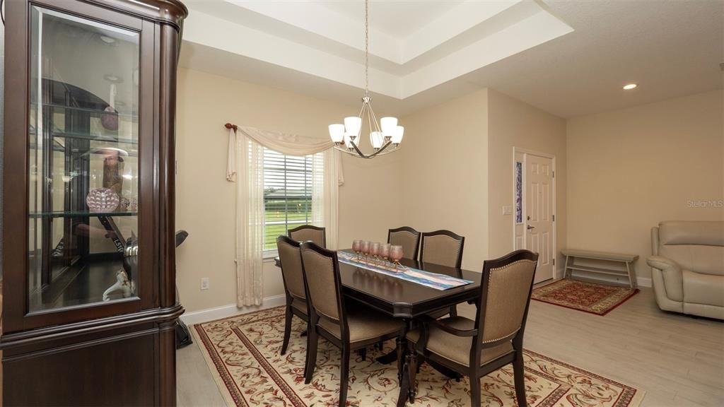 Chandelier, Dining room, Interior, Recessed Lighting, Wood Texture Flooring