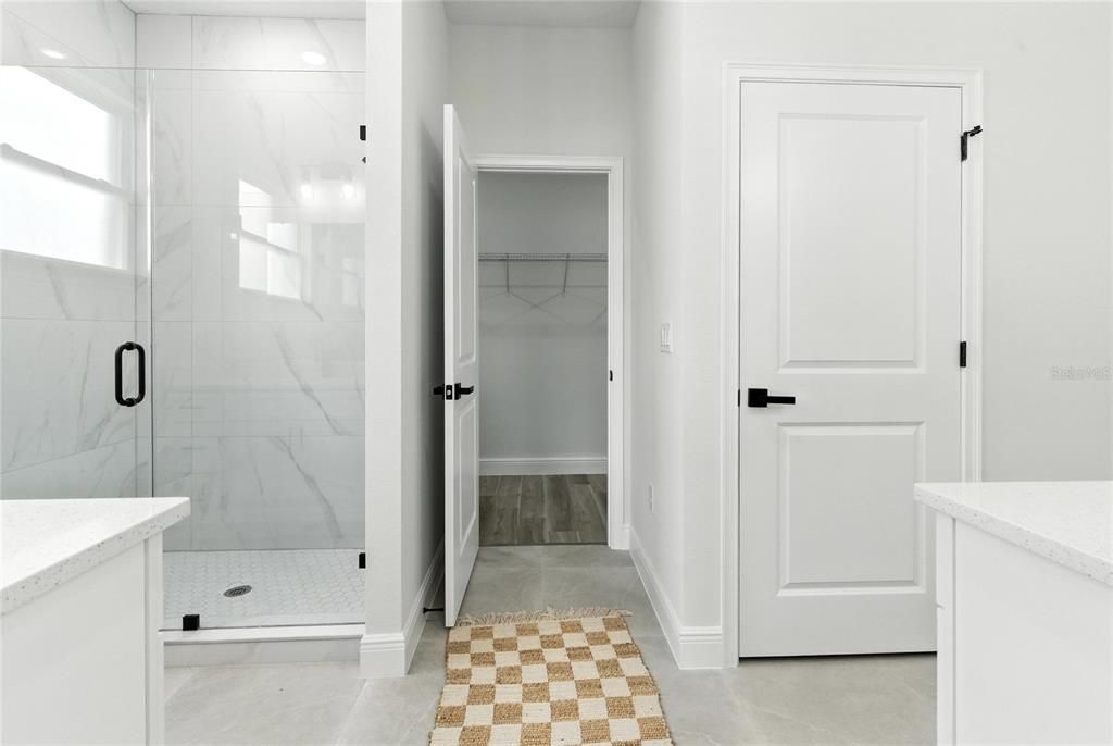 Bathroom, Glass Shower, Interior, Marble Walls