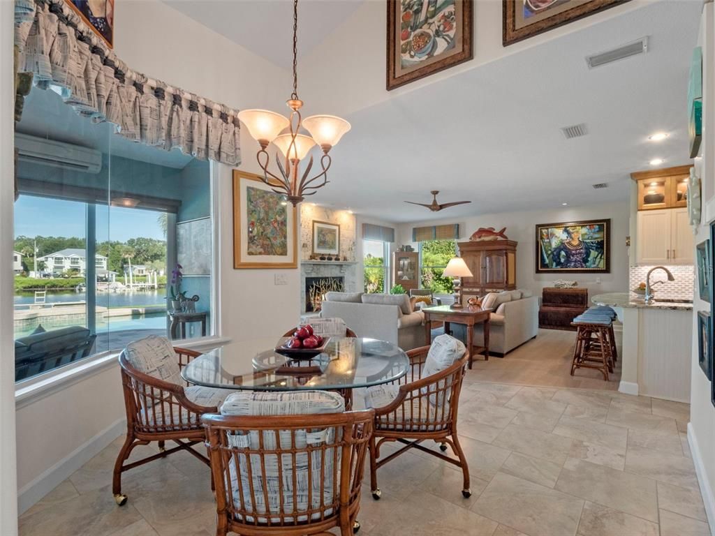 Chandelier, Dining room, Fireplace, Interior, Living room, Pendant Lights, Recessed Lighting