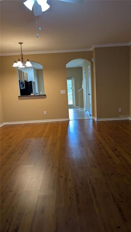 Chandelier, Empty room, Interior, Wood Texture Flooring