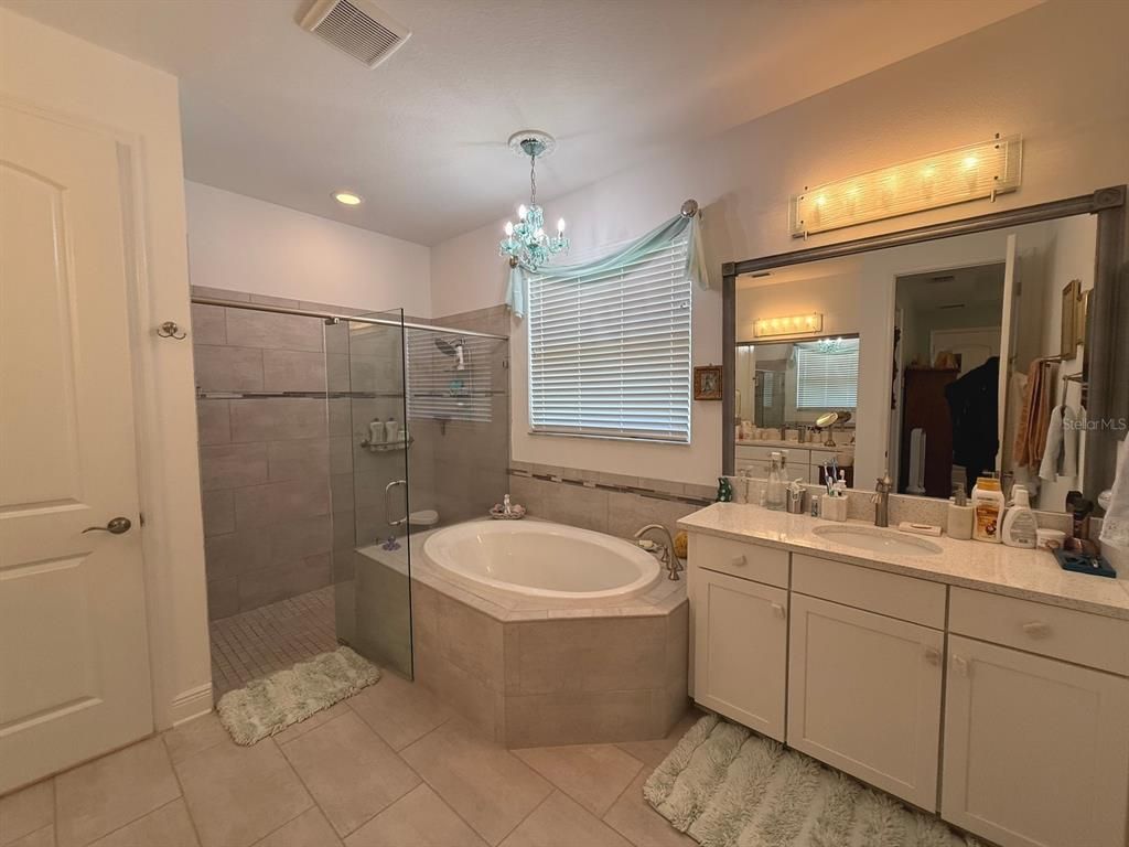 Bathroom, Dual Sink Vanities, Glass Shower, Interior, Recessed Lighting