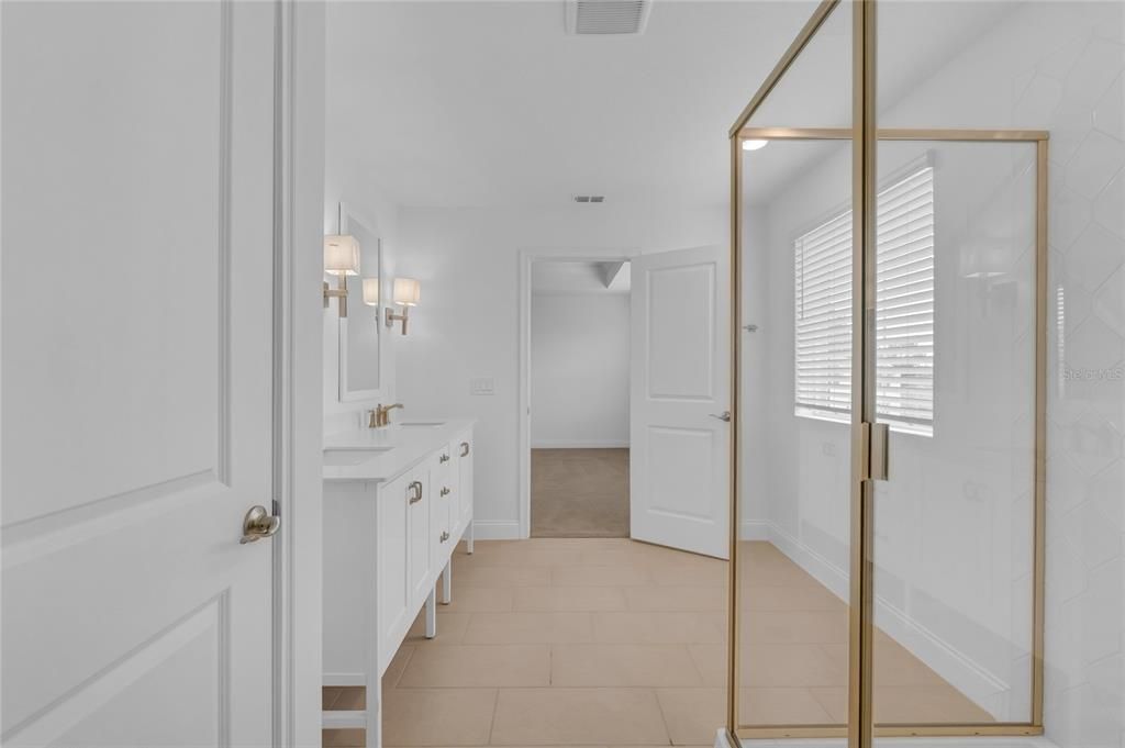 Bathroom, Dual Sink Vanities, Glass Shower, Interior