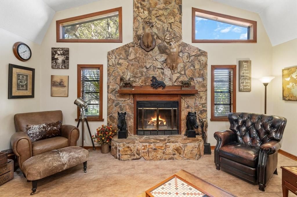 Fireplace, Interior, Stone Walls