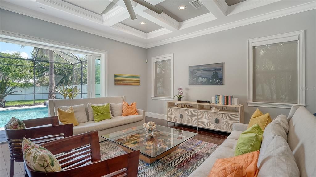 Interior, Living room, Recessed Lighting, Wood Texture Flooring