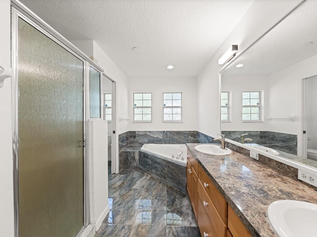 Bathroom, Dual Sink Vanities, Glass Shower, Interior, Recessed Lighting