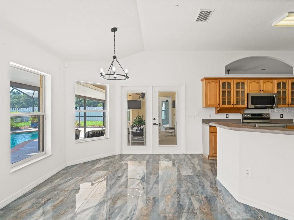 Interior, Kitchen, Marble, Pendant Lights