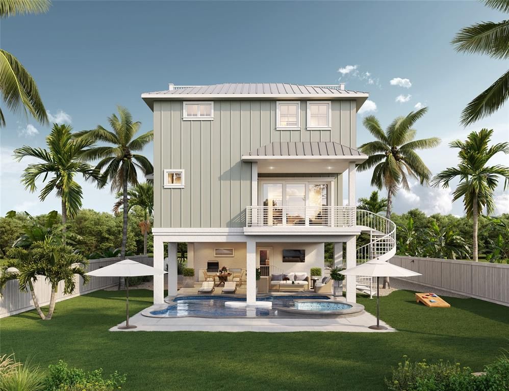 Backyard, Exterior, Facade, Pool, Modern