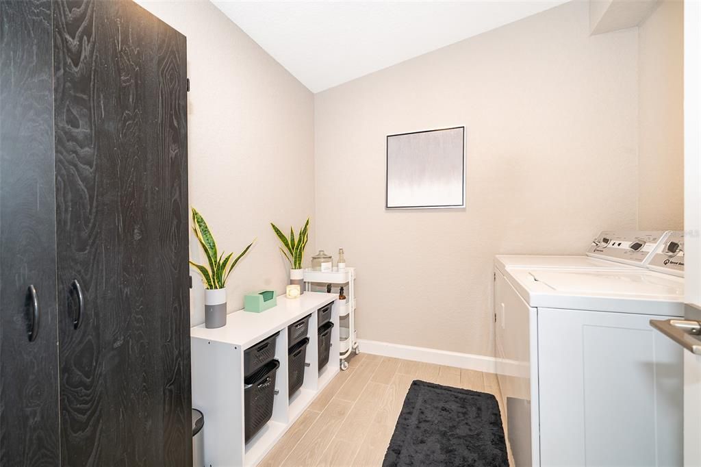 Interior, Washer, Wood Texture Flooring