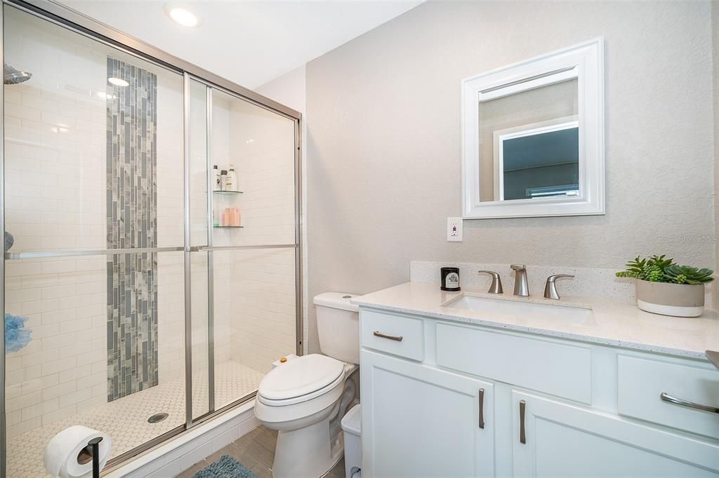 Bathroom, Glass Shower, Interior, Recessed Lighting
