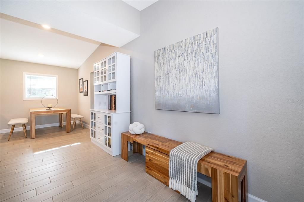 Home Office, Interior, Recessed Lighting, Wood Texture Flooring