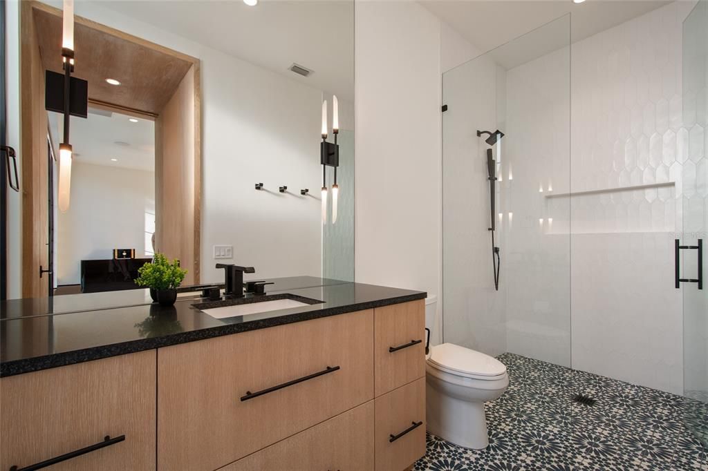 Bathroom, Glass Shower, Interior, Recessed Lighting