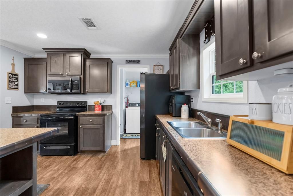 Interior, Kitchen, Recessed Lighting, Wood Texture Flooring