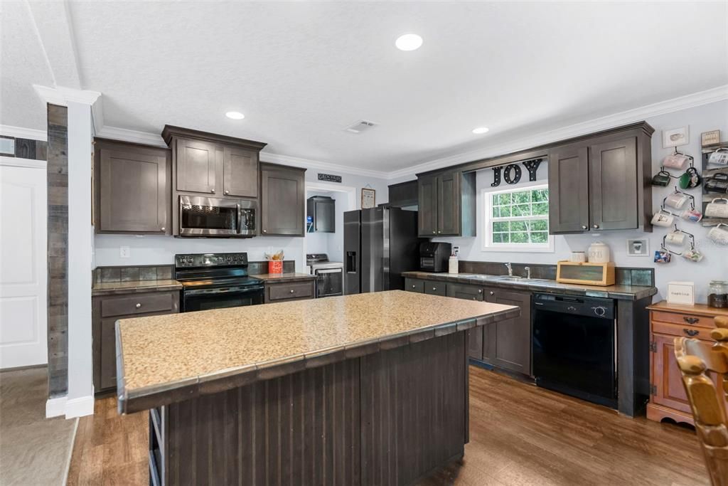 Interior, Kitchen, Recessed Lighting, Wood Texture Flooring