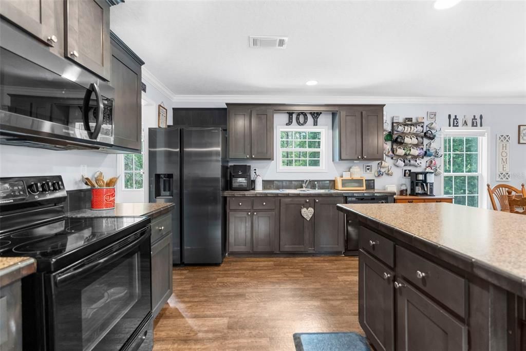 Interior, Kitchen, Recessed Lighting, Wood Texture Flooring
