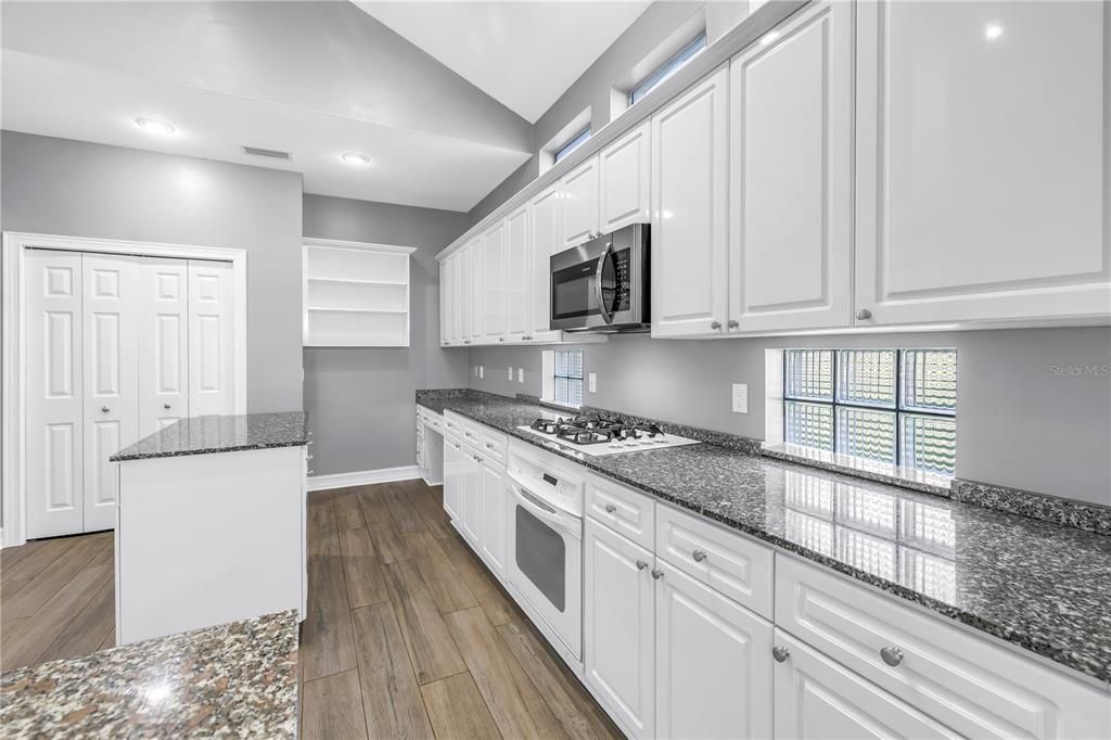 Interior, Kitchen, Recessed Lighting, Wood Texture Flooring