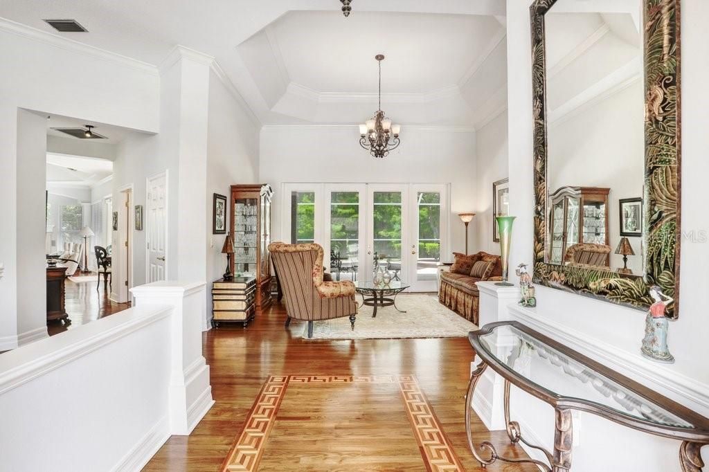 Chandelier, Interior, Living room, Wood Texture Flooring
