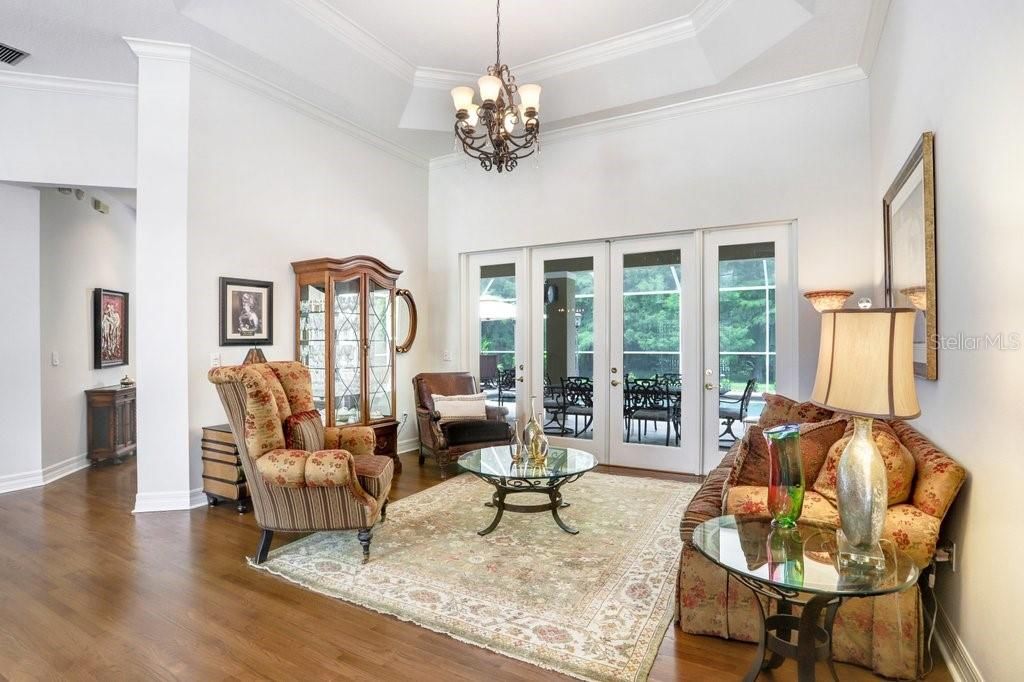 Chandelier, Interior, Living room, Wood Texture Flooring