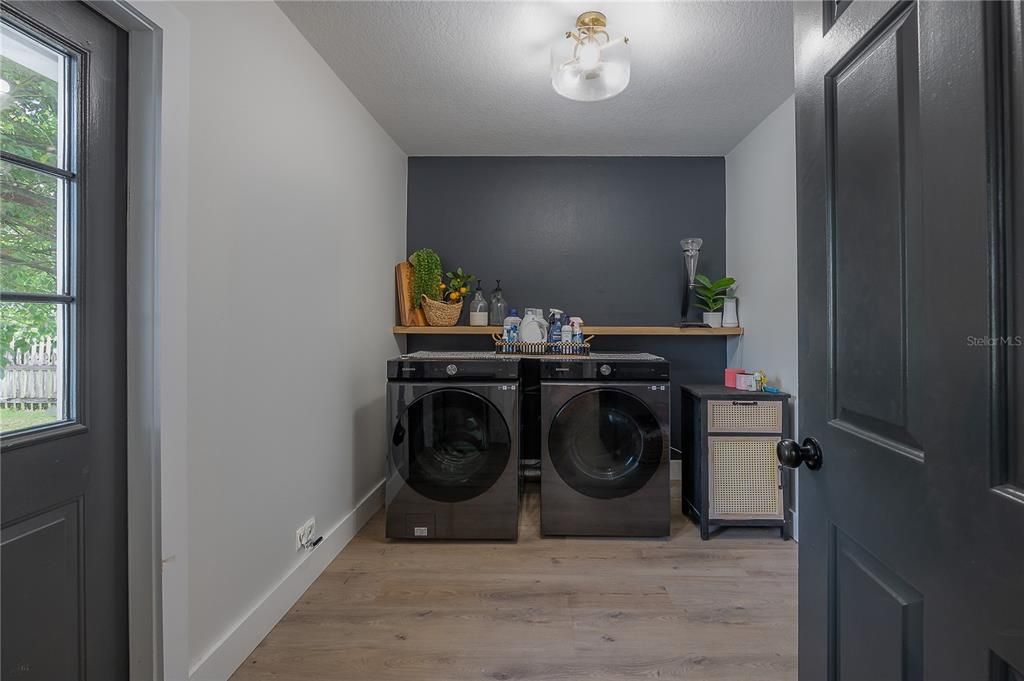 Interior, Washer, Wood Texture Flooring