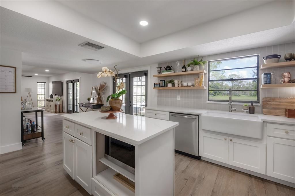 Interior, Kitchen, Recessed Lighting, Wood Texture Flooring
