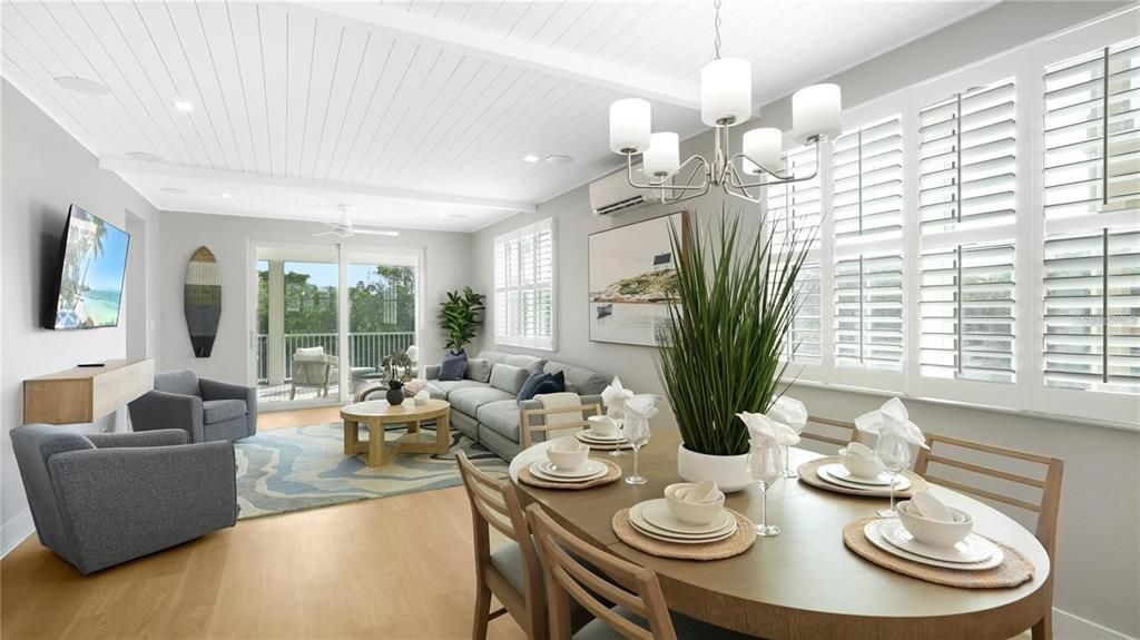 Chandelier, Dining room, Interior, Living room, Recessed Lighting, Wood Texture Flooring