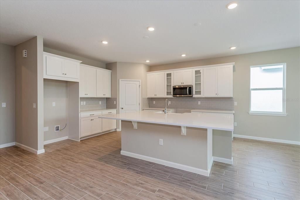 Interior, Kitchen, Recessed Lighting, Wood Texture Flooring
