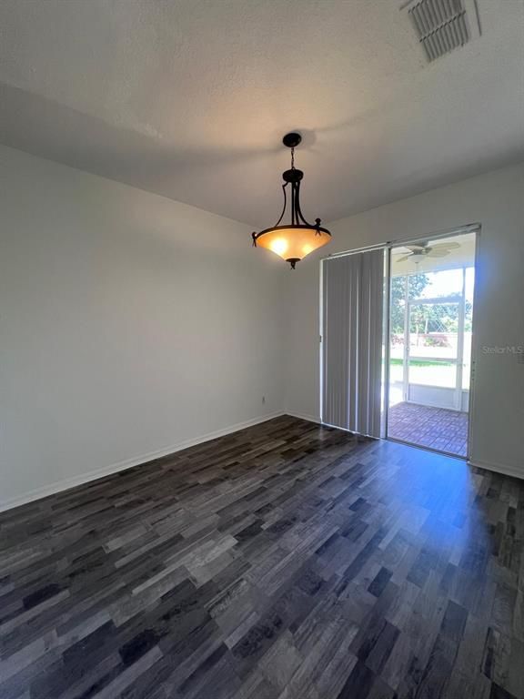 Empty room, Interior, Pendant Lights, Wood Texture Flooring