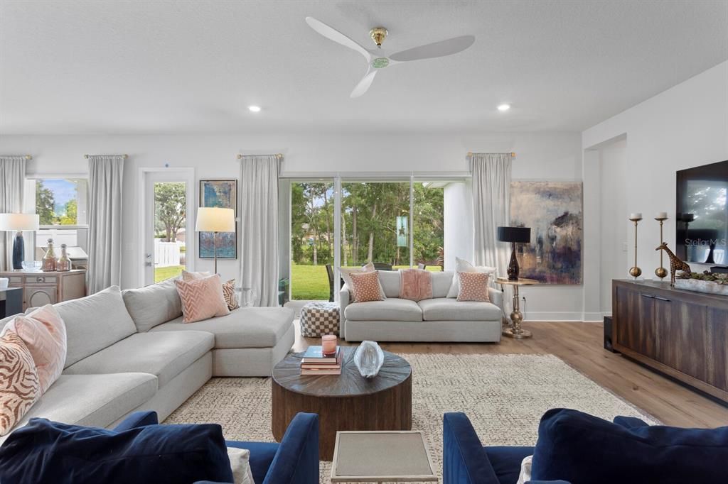 Interior, Living room, Recessed Lighting, Wood Texture Flooring