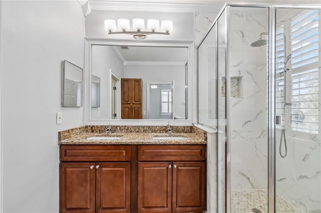 Bathroom, Glass Shower, Interior, Marble Walls
