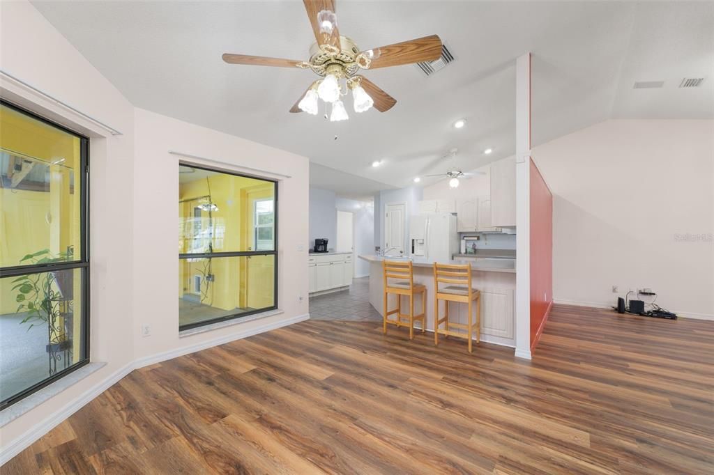 Interior, Kitchen, Recessed Lighting, Wood Texture Flooring