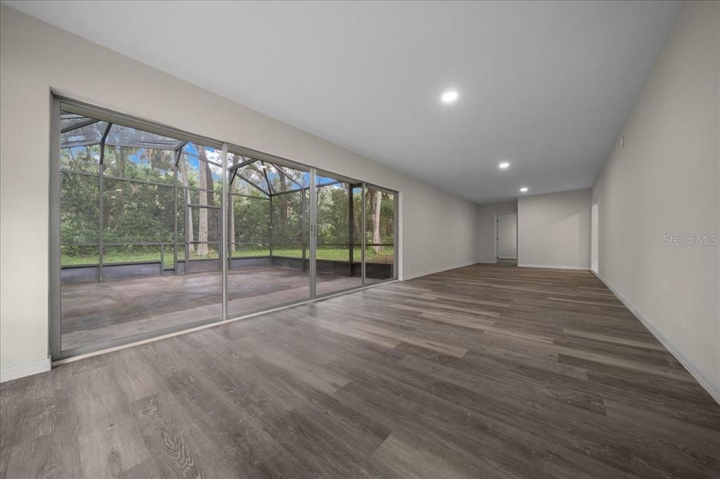 Empty room, Interior, Recessed Lighting, Sun Room, Wood Texture Flooring