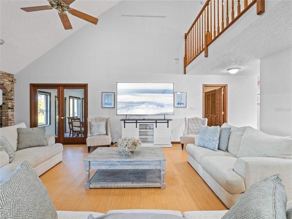 Interior, Living room, Stone Walls, Wood Texture Flooring