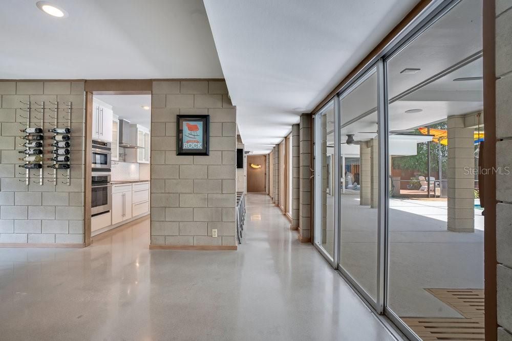 Interior, Kitchen, Recessed Lighting, Stone Walls