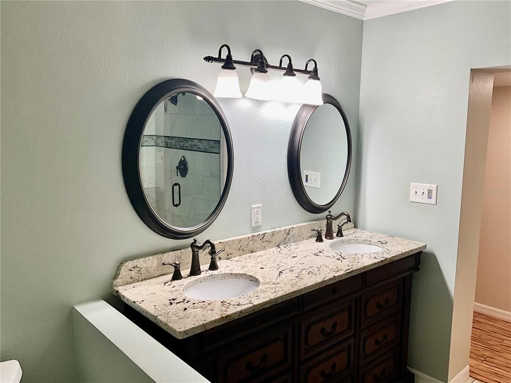 Bathroom, Dual Sink Vanities, Interior, Wood Texture Flooring