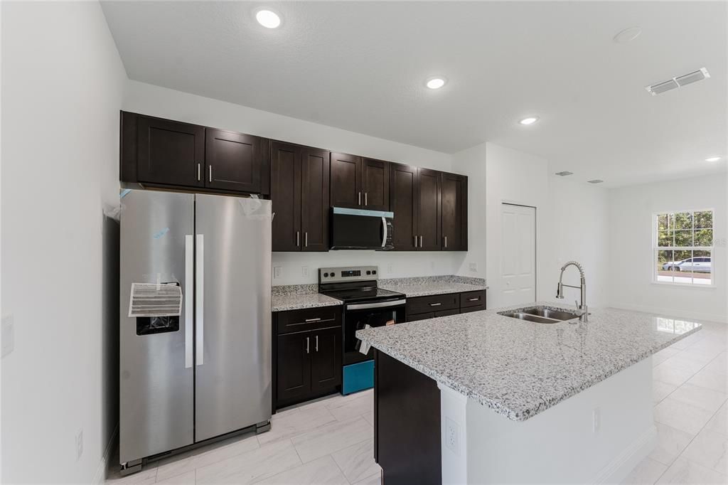 Interior, Kitchen, Marble, Recessed Lighting, Stainless Steel Appliances