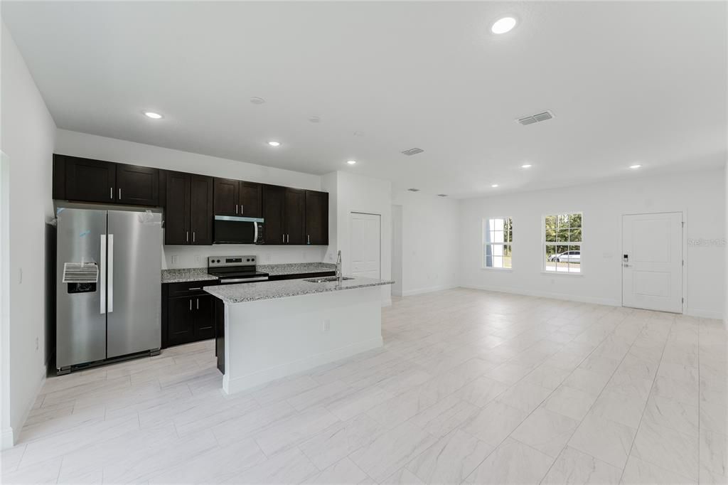 Interior, Kitchen, Marble, Recessed Lighting, Stainless Steel Appliances