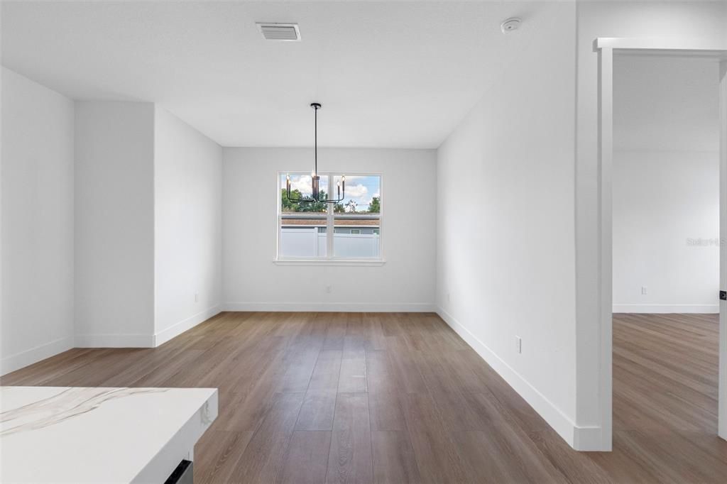 Empty room, Interior, Pendant Lights, Wood Texture Flooring