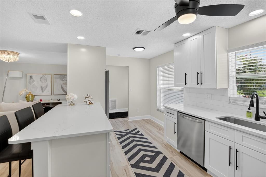 Interior, Kitchen, Recessed Lighting, Wood Texture Flooring