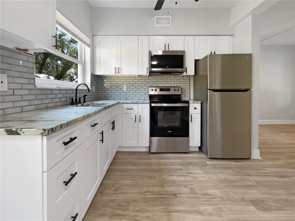 Interior, Kitchen, Stainless Steel Appliances, Wood Texture Flooring