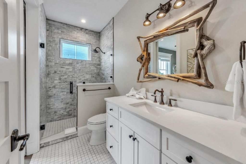 Bathroom, Glass Shower, Interior, Recessed Lighting