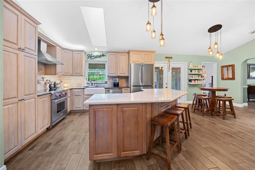 Interior, Kitchen, Pendant Lights, Stainless Steel Appliances, Wood Texture Flooring