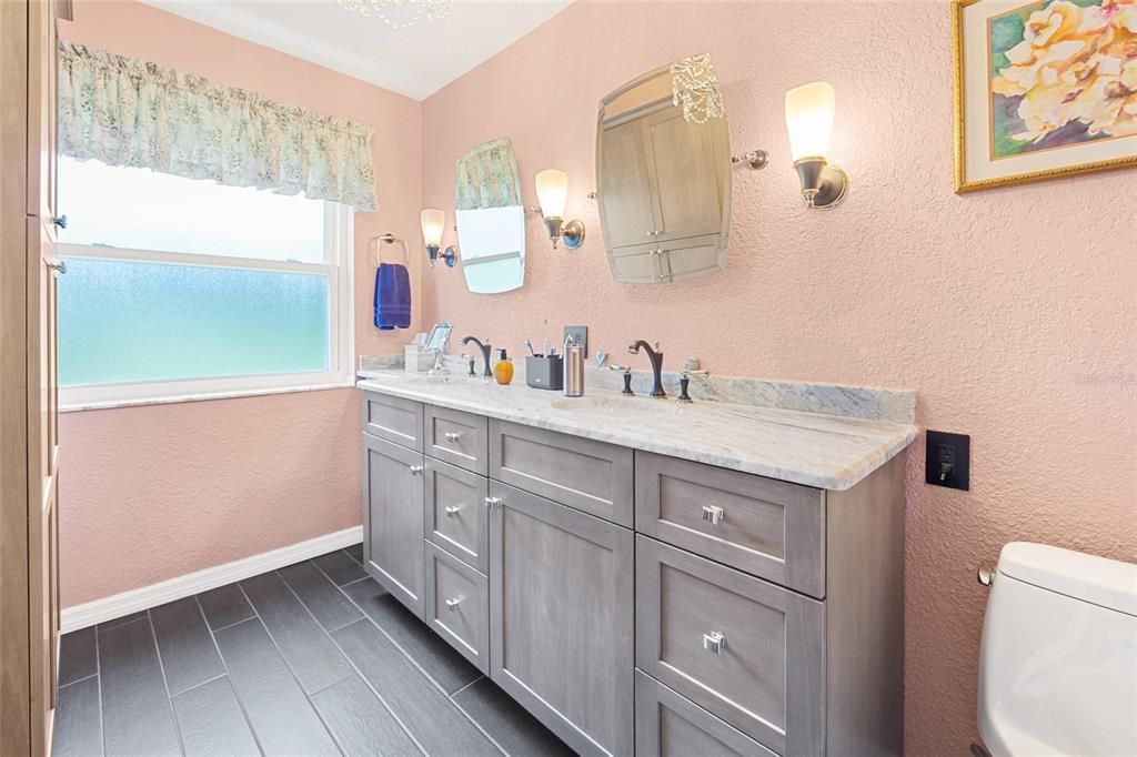 Bathroom, Dual Sink Vanities, Interior, Wood Texture Flooring