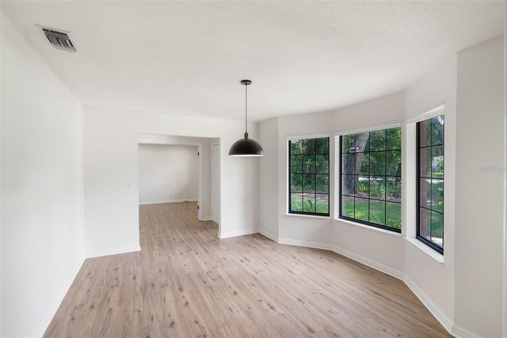 Empty room, Interior, Pendant Lights, Wood Texture Flooring